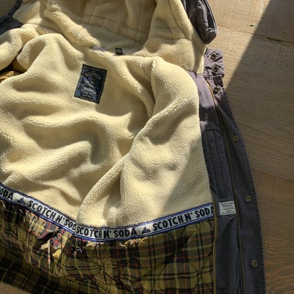 Scotch & Soda Men's Classic Parka with Teddy Lining, Steel Size M - Picture 7 of 12